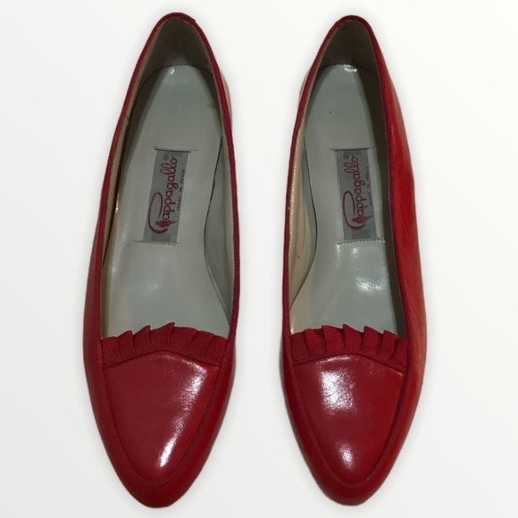 PAPPAGALLO Vintage Genuine Leather Red Flats - Picture 4 of 8